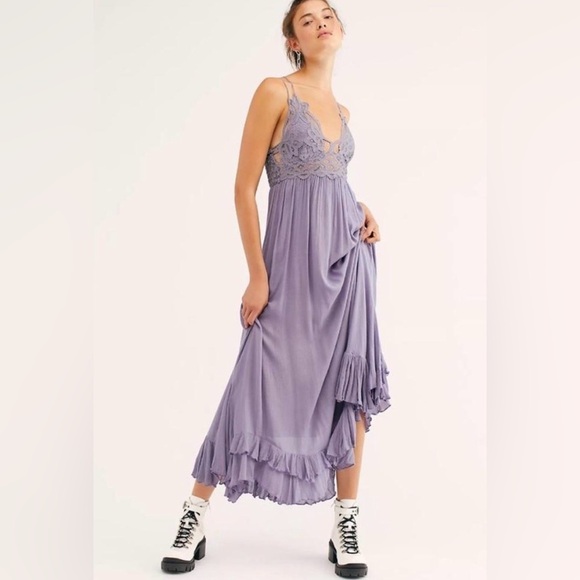 Free People Dresses & Skirts - Free People Lilac Lace-Top Maxi Dress